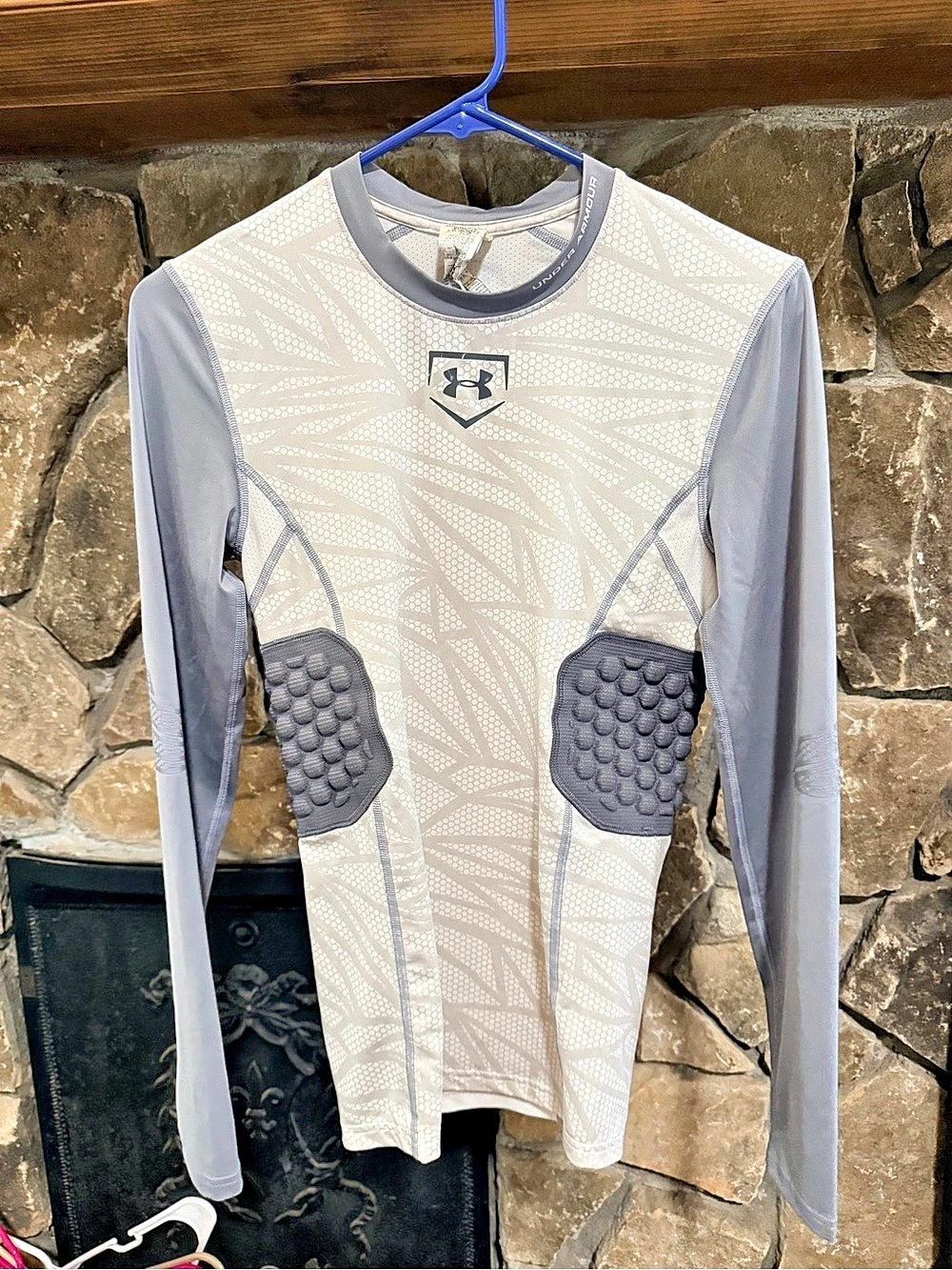 Under Armour Gameday Armour Pro Padded Shirt Long Sleeve White & Gray Medium